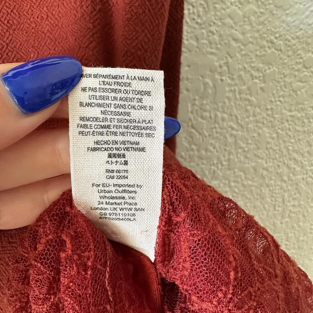 Free People Two For One Sheer Lace Midi Skirt | XS | Red Rust